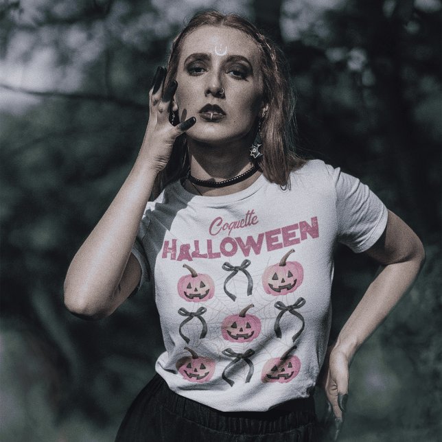Camiseta Pumpkin e Arco ilustrativos estéticos coquetes (Criador carregado)