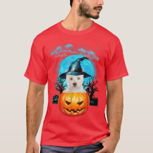 Camiseta Pumpkin E Azul Da Bruxa Branca De Terrier, West Hi