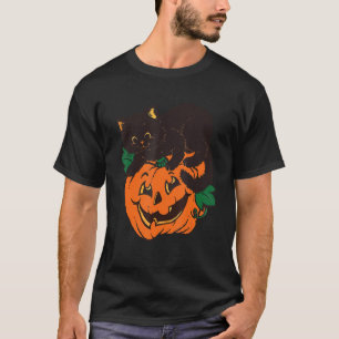 Camiseta Pumpkin E Black Cat Boo Halloween Spooky