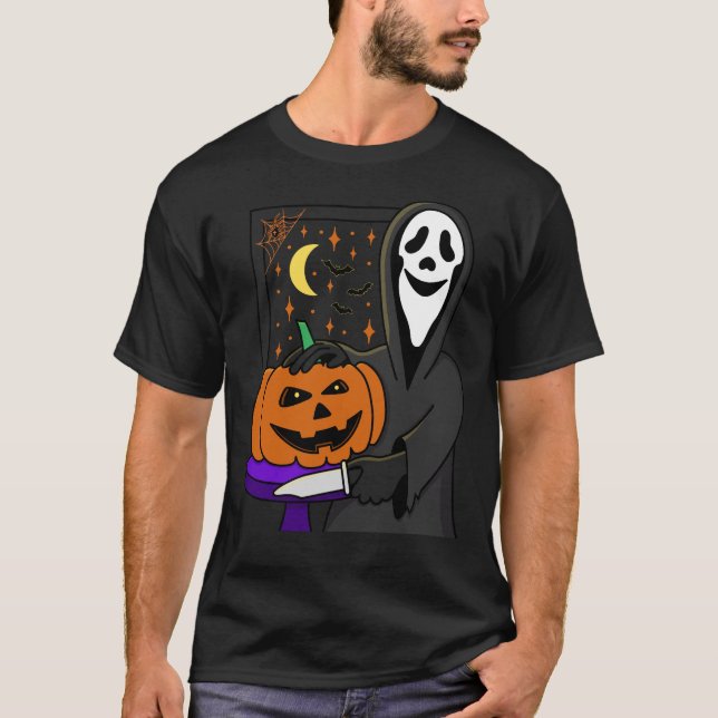 Camiseta Pumpkin e face do Gritar do Dia das Bruxas (Frente)