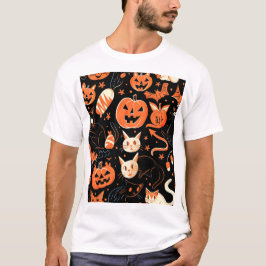 Camiseta Pumpkin e Padrão de Gato