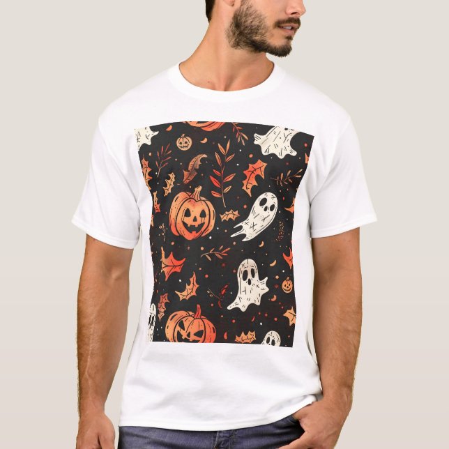 Camiseta Pumpkin e Padrões do Crânio (Frente)
