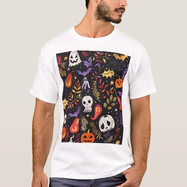 Camiseta Pumpkin e Padrões do Crânio (Frente)