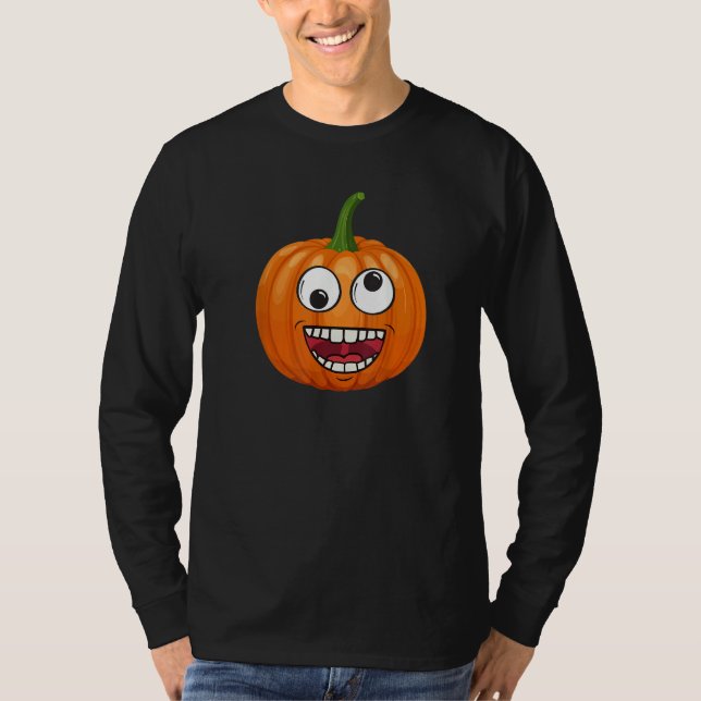 Camiseta Pumpkin Emoje Eye Open Halloween Fun Season Costum (Frente)