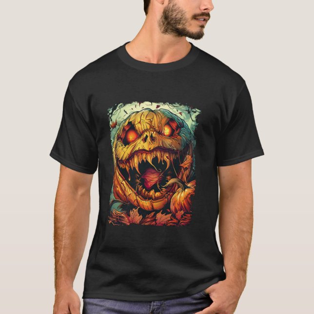 Camiseta Pumpkin Engraçado Queimando Homens Assustadores Mu (Frente)