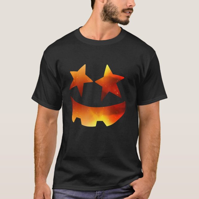 Camiseta Pumpkin Face Halloween Jack O Lantern Easy Costume (Frente)