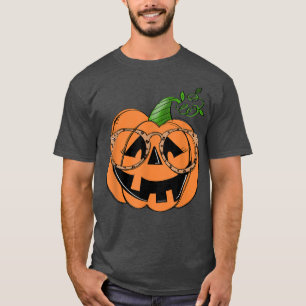 Camiseta Pumpkin Face Leopard Glass Spooky Season Engraçado