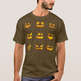 Camiseta Pumpkin Face Preguiçosa Halloween Figurume Assusta