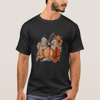 Camiseta Pumpkin Floral Autumn Fall Season Wildflower