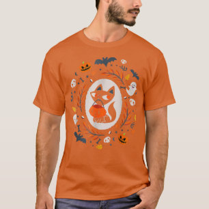 Camiseta Pumpkin Floral de Halloween, Queda de Gato Negro B