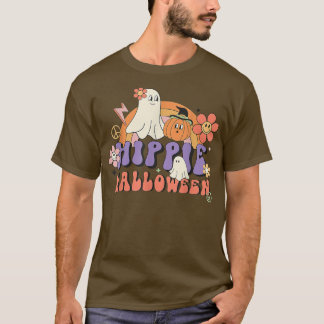 Camiseta Pumpkin Ghost Boo 60s 70s Hippie Halloween Groovy