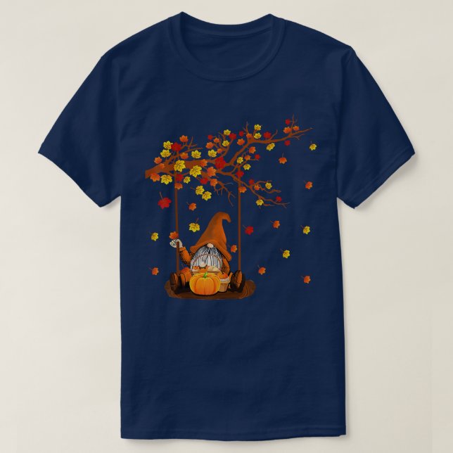 Camiseta Pumpkin Gnomos Queda do outono Cute Halloween Than (Frente do Design)