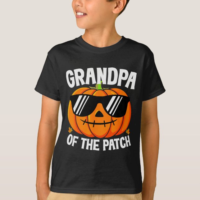 Camiseta Pumpkin Grandpa Of The Patch Halloween Family Matc (Frente)