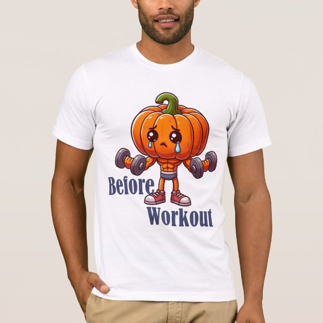 Camiseta Pumpkin Gym Bro - Antes e Depois do Dia de Hallowe (Frente)