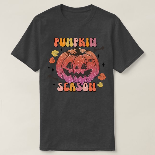 Camiseta Pumpkin Happy Face Pumpkin Season Retro Fall Premi (Frente do Design)