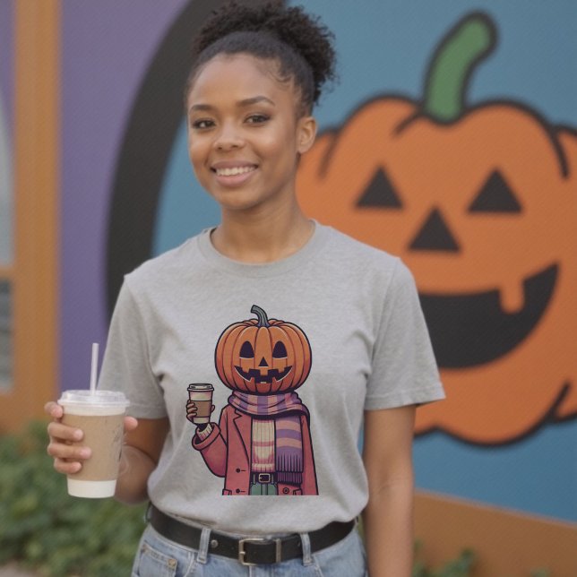 Camiseta Pumpkin Head Café Fall Season Halloween (Pumpkin Head Coffee Fall Season Shirt)