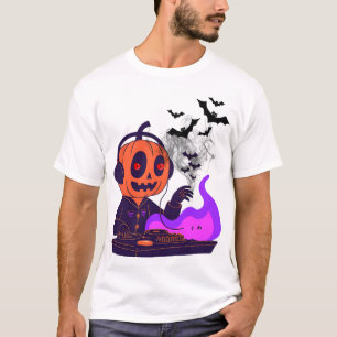 Camiseta Pumpkin Head DJ - Partido Spooky Vibes Tee 🎧 🎃