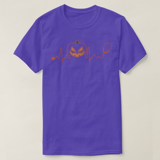 Camiseta Pumpkin Heartbeat Halloween Spooky Hallo entre Med (Frente do Design)