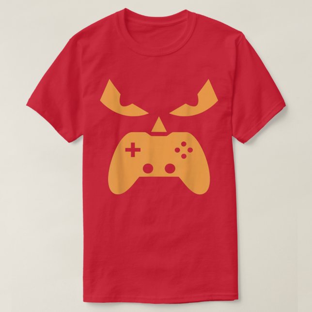 Camiseta Pumpkin Jack O Lantern Face Game Controller Gaming (Frente do Design)