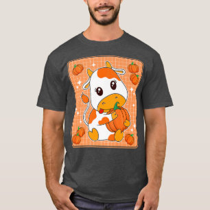 Camiseta Pumpkin Laranja Impressão Kawaii Aestheti