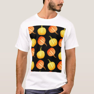 Camiseta Pumpkin Laranja: Padrão De Aquarela Sem Costura.