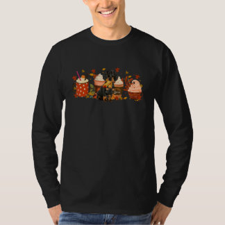 Camiseta Pumpkin Latte Coffee Cups Dachshund Fall Vibes Tha