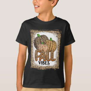 Camiseta Pumpkin Leopard Imprime Fall Vibes dia graças meni