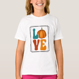 Camiseta Pumpkin LOVE Fall Autumn Girls