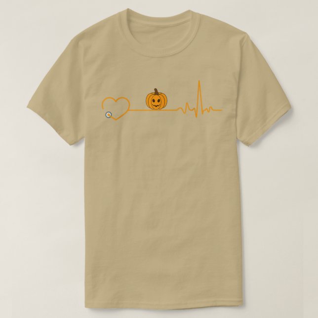 Camiseta Pumpkin Love Heartbeat Jack O Lantern Face Cute Ha (Frente do Design)