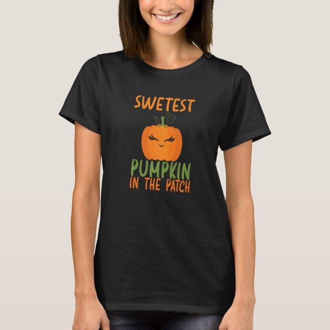 Camiseta Pumpkin Mais Bonito No Halloween Da Patch Girl (Frente)