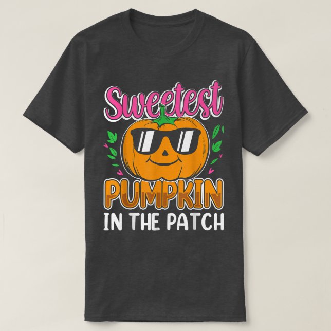 Camiseta Pumpkin mais doce no Patch Halloween Meninas (Frente do Design)