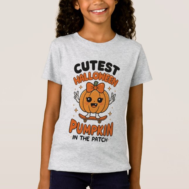 Camiseta Pumpkin mais fofo no Patch - Halloween bonito (Frente)