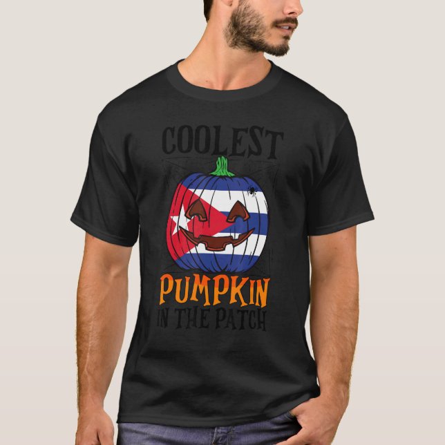 Camiseta Pumpkin Mais Fresco No Patch Bandeira Cubana Jack  (Frente)