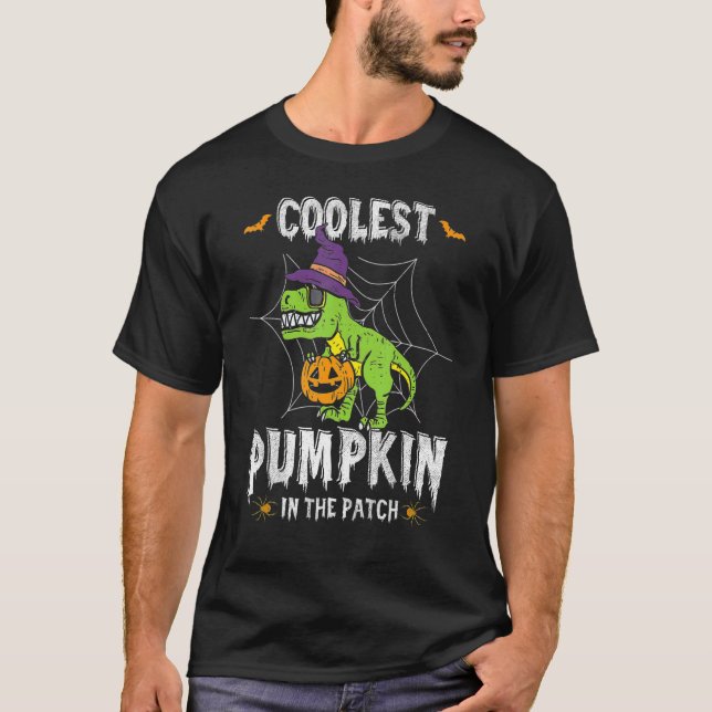 Camiseta Pumpkin Mais Legal No Patch Dinossauro Halloween V (Frente)
