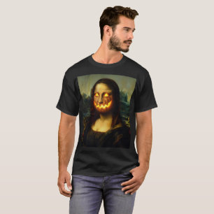 Camiseta Pumpkin Mona Lisa Dia de as Bruxas engraçado Par