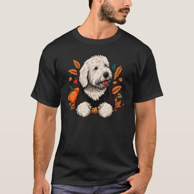 Camiseta Pumpkin Old English Sheepdog costume on Bobtail Ha (Frente)