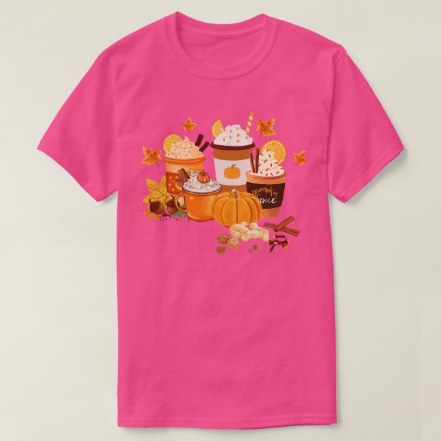 Camiseta Pumpkin outono e sobra de café (Frente do Design)