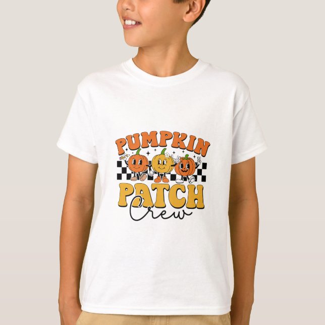 Camiseta Pumpkin Patch Crew Retro Fall Autumn Thanksgiving  (Frente)