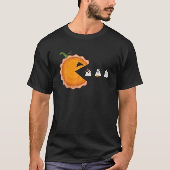 Camiseta Pumpkin Pie Comendo Creme Fantasmas do Halloween (Frente)
