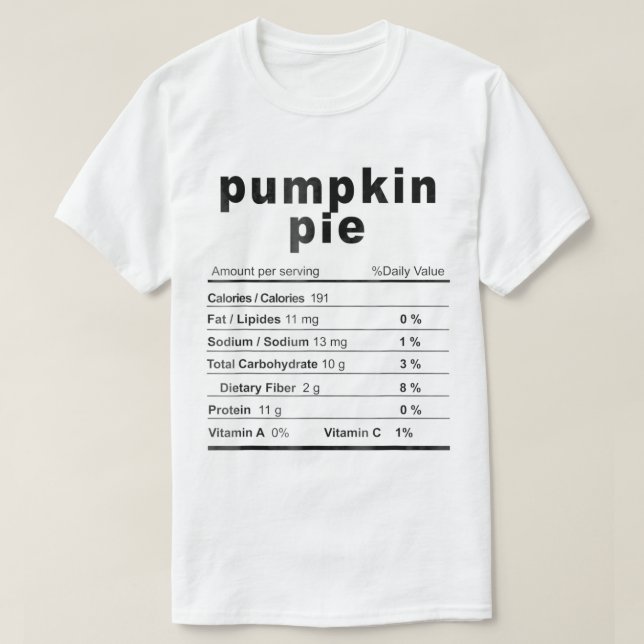 Camiseta Pumpkin Pie Costume Engraçado Comida de Natal Nutr (Frente do Design)