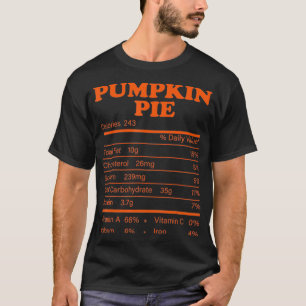 Camiseta Pumpkin Pie Nutrition Facts Graças Comida Matc