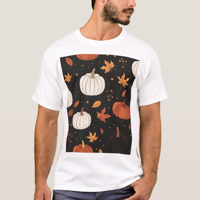 Camiseta Pumpkin Preto e Pão com Folha (Frente)