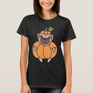 Camiseta Pumpkin Pug Happy Halloween Rosa