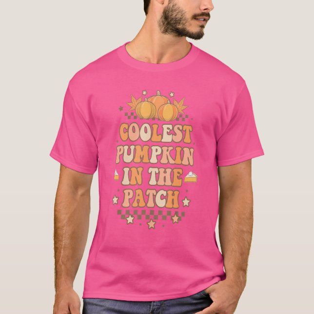 Camiseta Pumpkin Retro Groovy Coolest No Hallowee Do Patch (Frente)