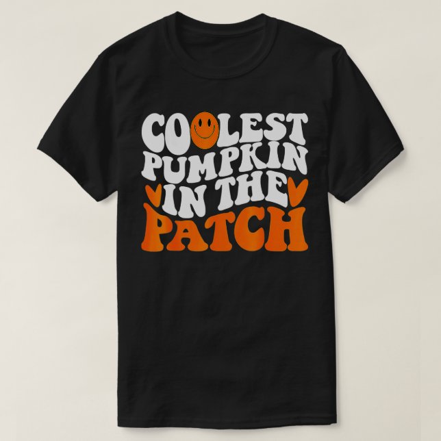 Camiseta Pumpkin Retro Mais Fresco No Dia Das Bruxas (Frente do Design)