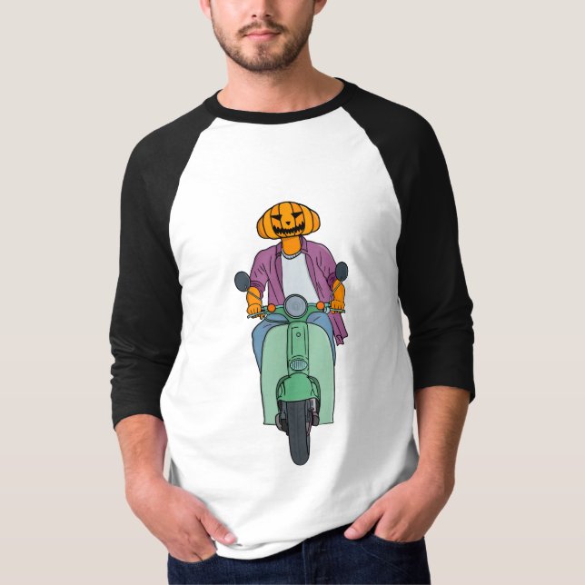 Camiseta Pumpkin Rider em Scooter Mint (Frente)