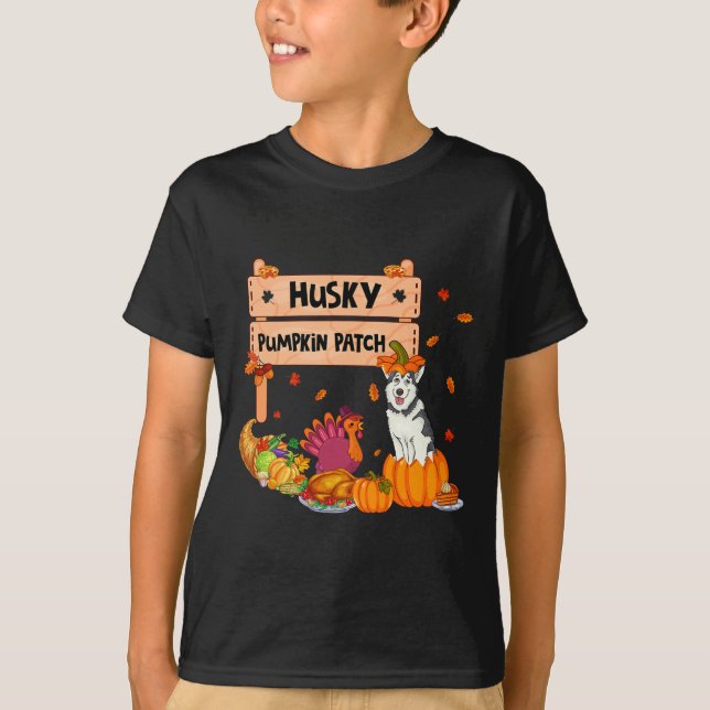 Camiseta Pumpkin rouco Cão De Ação De Graças Na Pumpkin Fa (Frente)