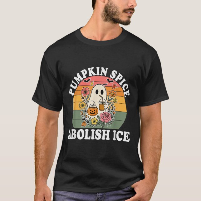 Camiseta Pumpkin Sce Abolish Ice Halloween Design  (Frente)