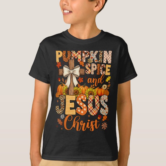 Camiseta Pumpkin Sce And Jesus Christ Funny Fall Christian  (Frente)