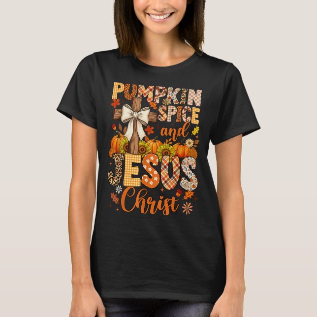 Camiseta Pumpkin Sce And Jesus Christ Funny Fall Christian  (Frente)
